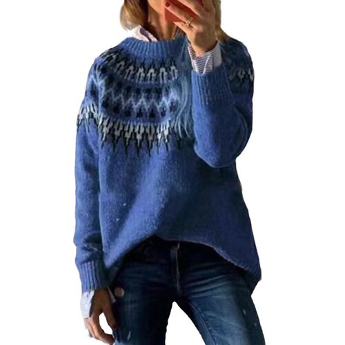 European and American autumn and winter hot women's sweaters, acrylic thick needle thick jacquard wool sweater