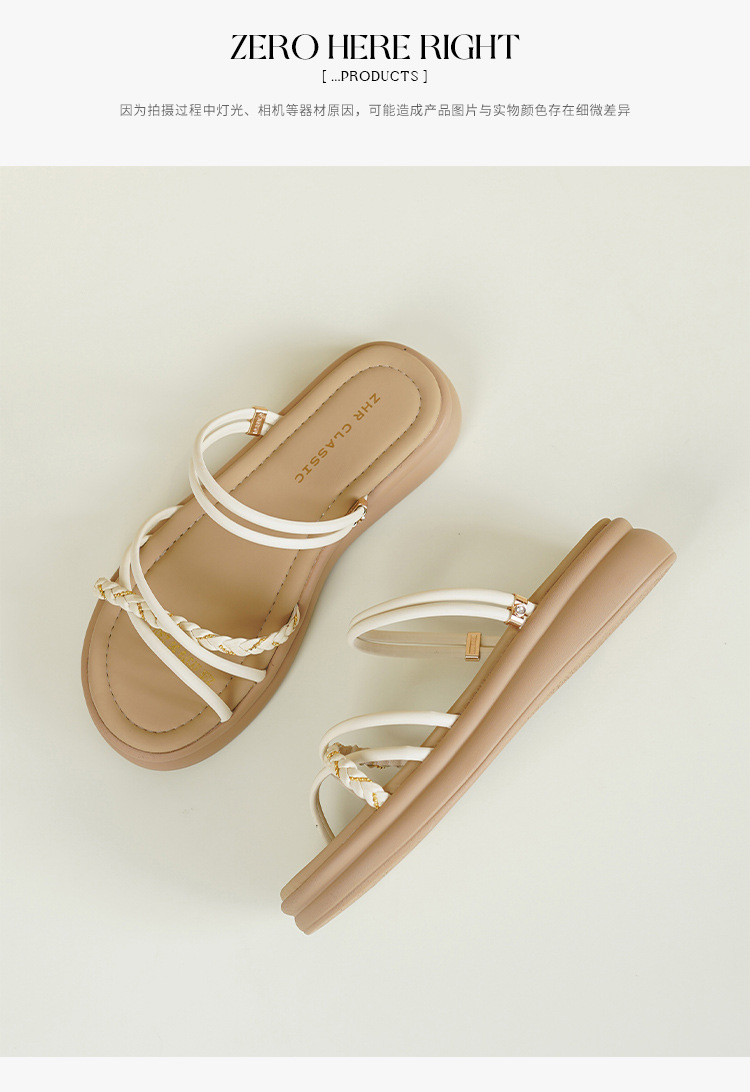 Dép sandal nữ đế bệt quai ngang đính đá phong cách Pháp — AY379 Đen chi tiết 18