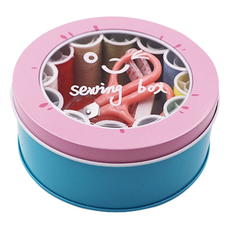 Factory Direct sewing box round iron box suit home sewing tools household student sewing suit storage box