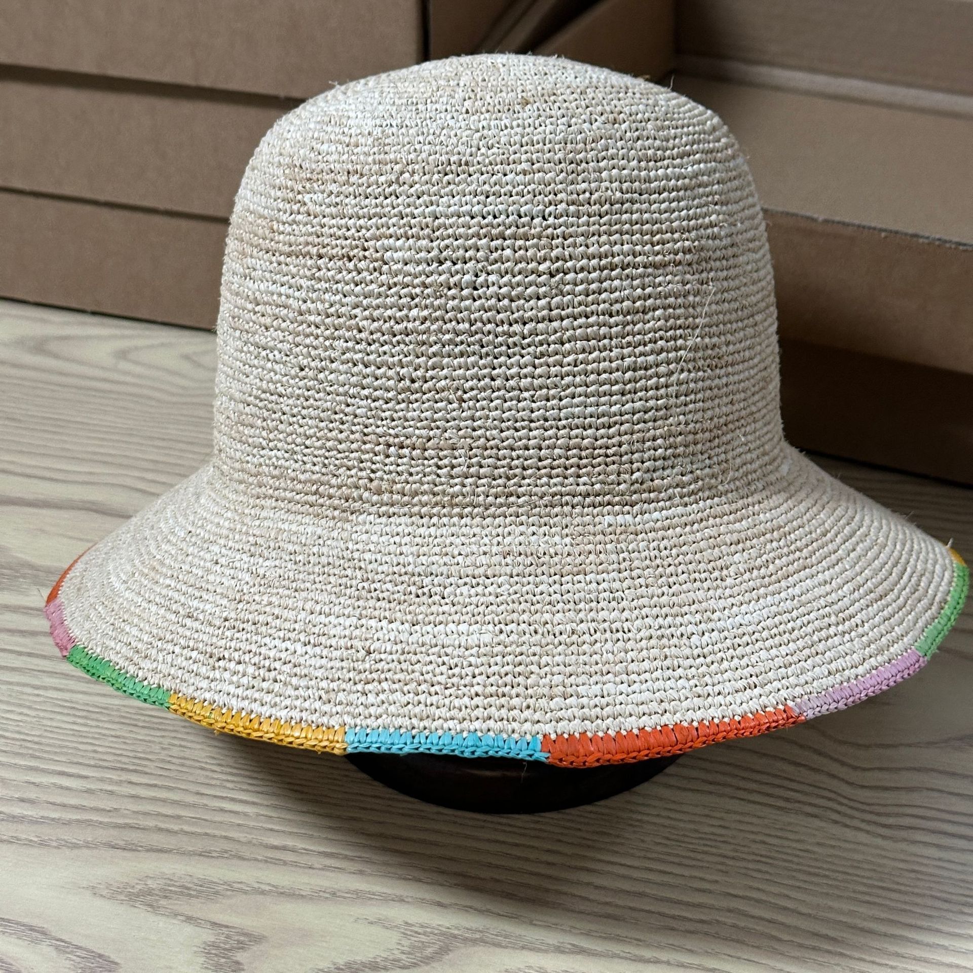 Hepburn Style Japanese-style Hepburn-inspired Hand-woven Raffia Foldable, Sun-protective Beach Sun Hat, Straw Fisherman Hat_voghion.com
