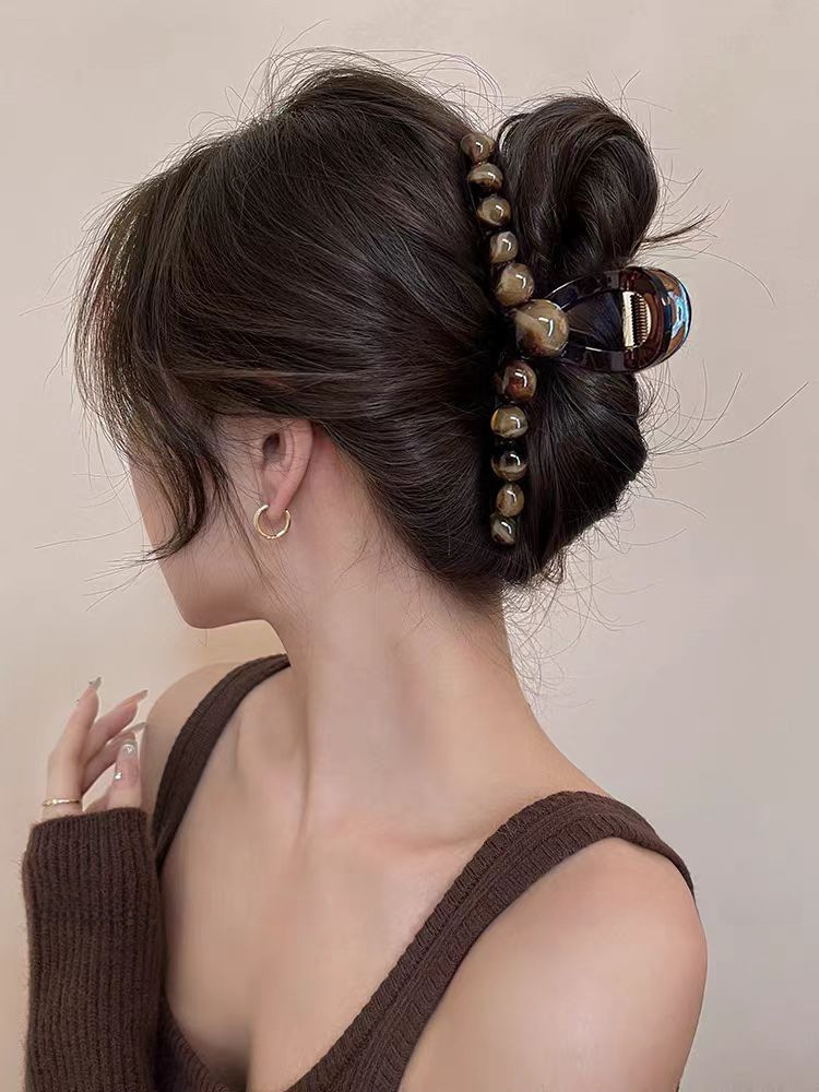 Advanced Sense Gradient Round Bead Shark Clip Haarspange Hinterkopf 2024 Neue große Haarspange Damen Disc Haargreifer Clip Kopfbedeckung_voghion.com