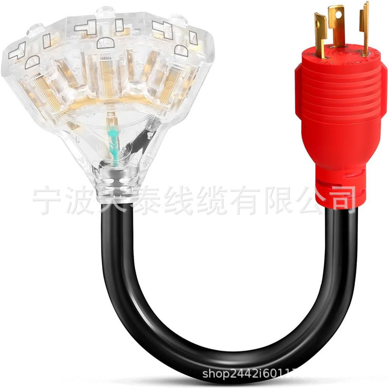 三脚电源适配器锁线，L5-30P公头至3X 5-20R母头