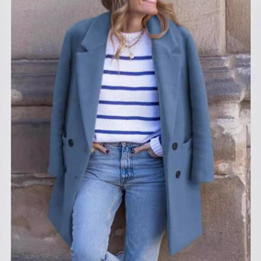 Women's Clothing autumn and winter medium and long large size woolen coat woolen coat _voghion.com