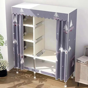 Simple Wardrobe Non-solid Wood Storage Rack Cloth Wardrobe Steel Pipe Thickened Thickened Reinforced Hanging Wardrobe for Rental Room