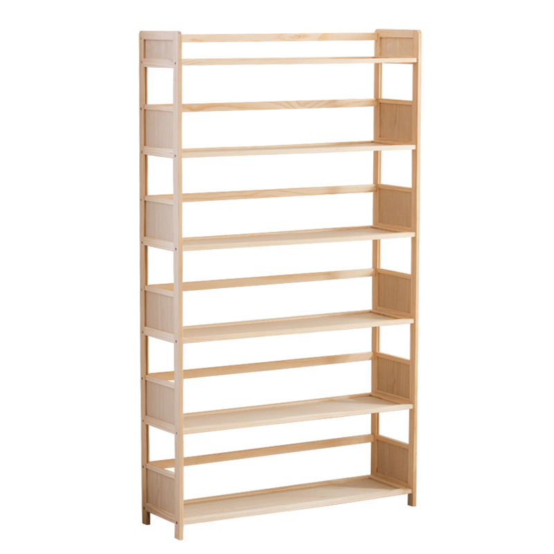 Madera maciza estantería pared pantalla piso almacenamiento rack hogar niños estantería sala de estar multi-capa simple armario