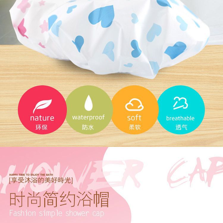 跨境花色防水浴帽成人浴帽淋浴防水包頭帽廚房防油煙促銷禮品贈送