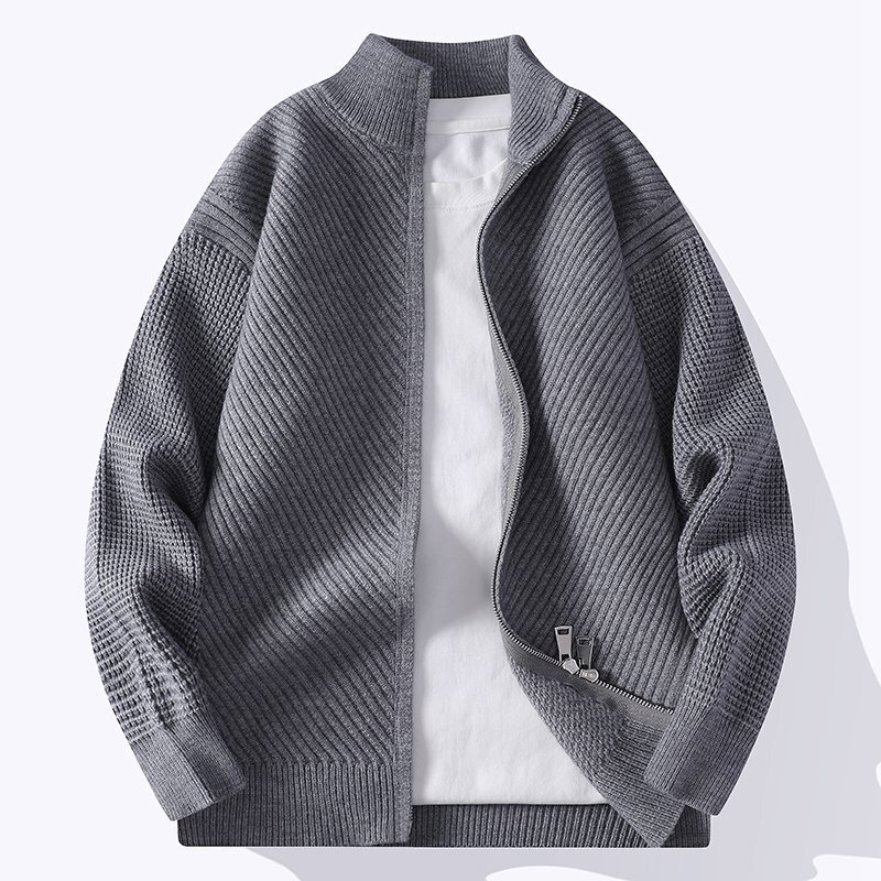 Stand-up collar zippered men's knit sweater 2026 autumn and winter new cardigan sweater jacket