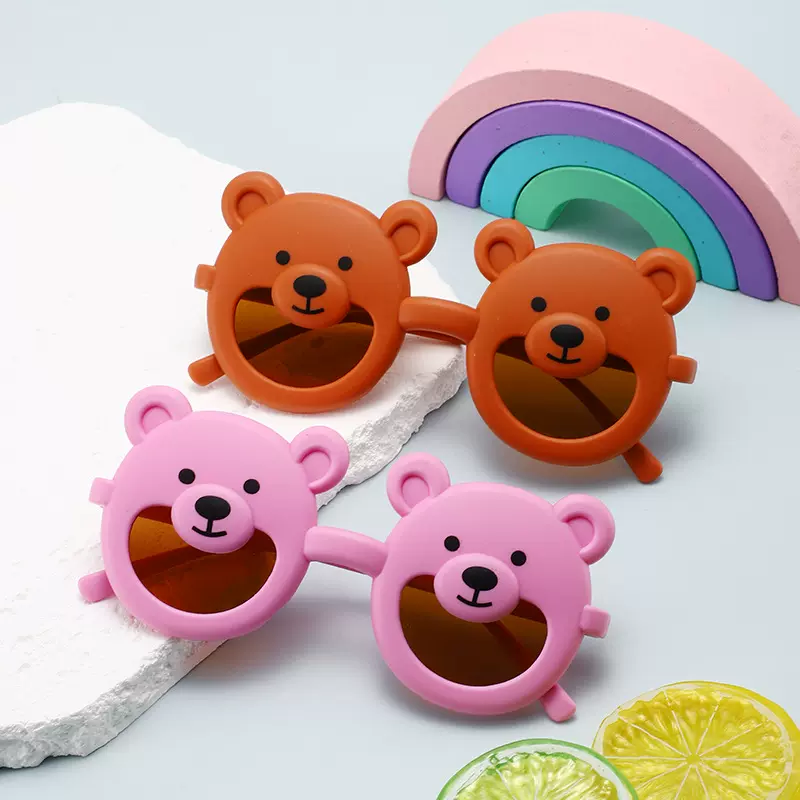 新款儿童镜跨境户外穿搭幼儿太阳镜男女同款小熊卡通潮流宝宝墨镜