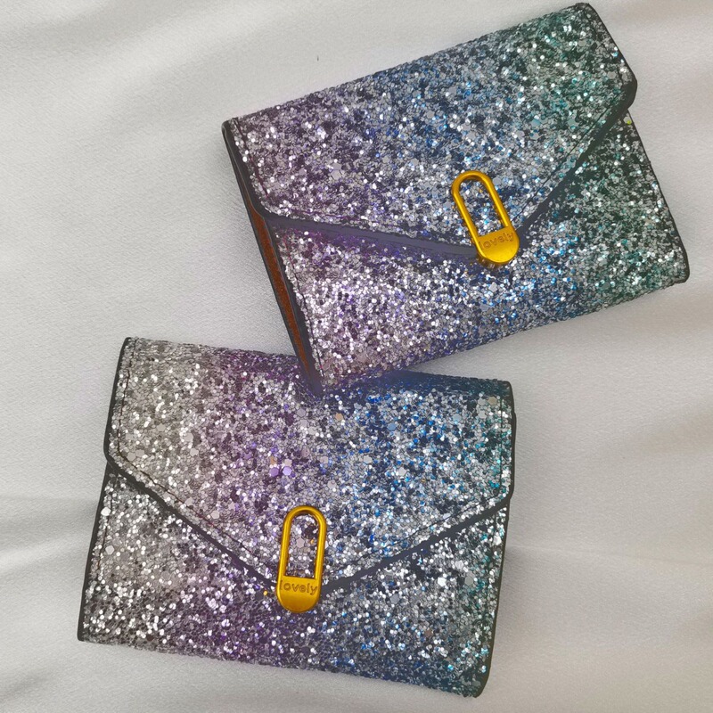 Sequin performance cross-border style women's bag women's wallet dinner women's bag fashion matching catwalk blue purple designer