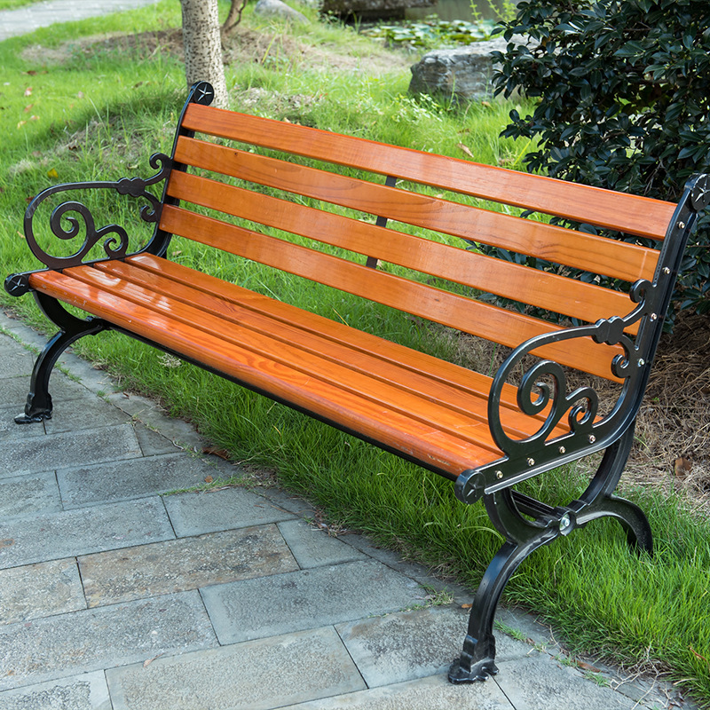 Outdoor Anticorrosive Wood Bench Park Chair Garden Scenic Square Leisure Seat Community Courtyard Terrace Backrest Bench