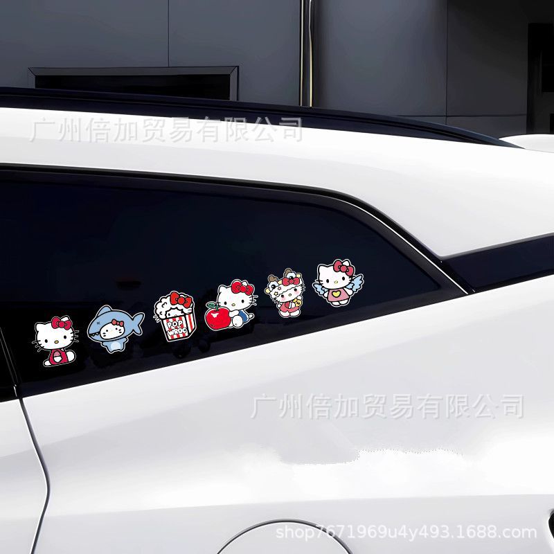 자동차 스티커 오토바이 전기 자동차 연료 탱크 커버 hellokitty 자동차 스티커 스크래치 차단 헬멧 수하물 스티커