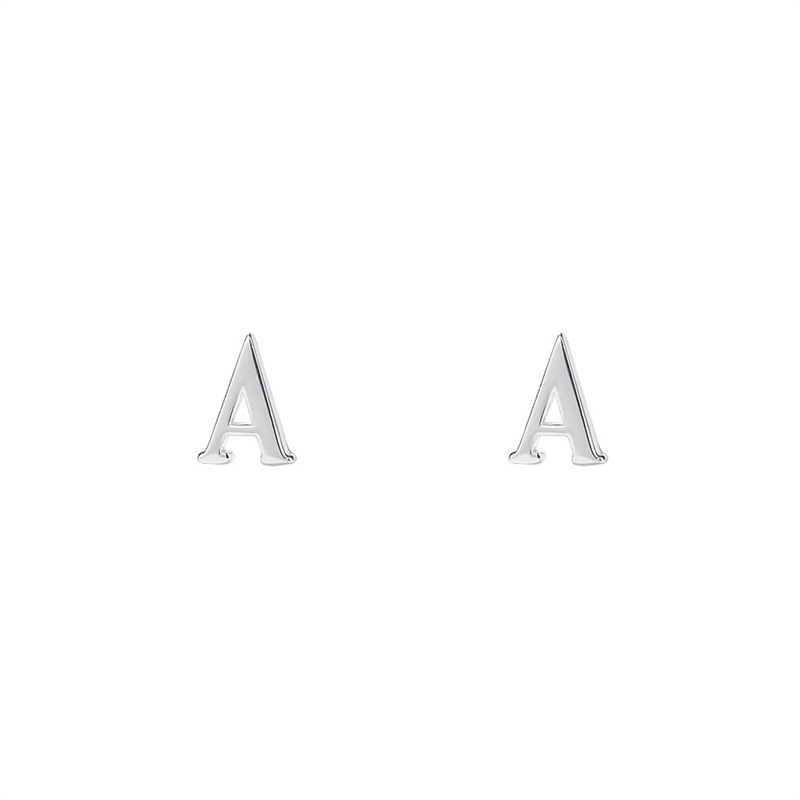 S sterling silver glossy 26 letter ins niche personality small and fresh style fashionable temperament earrings_voghion.com