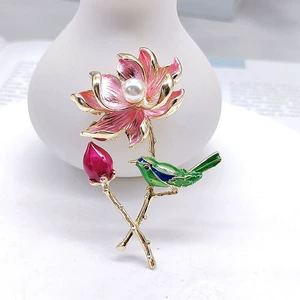 Enamel Lotus Brooch, Classy Niche Flower Corsage, Classy Retro Pin Jewelry, Clothing Wholesale for Women