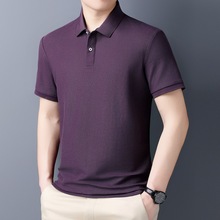 高档男装T恤短袖夏季品牌商务休闲薄款丝光棉舒适时尚中年男上衣