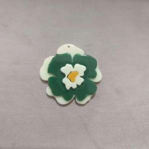 新しい二重層スプライシング、小さな新緑の花、誇張されたアクリルピースイヤリング、シルバーニードルイヤリング、イヤリング|undefined