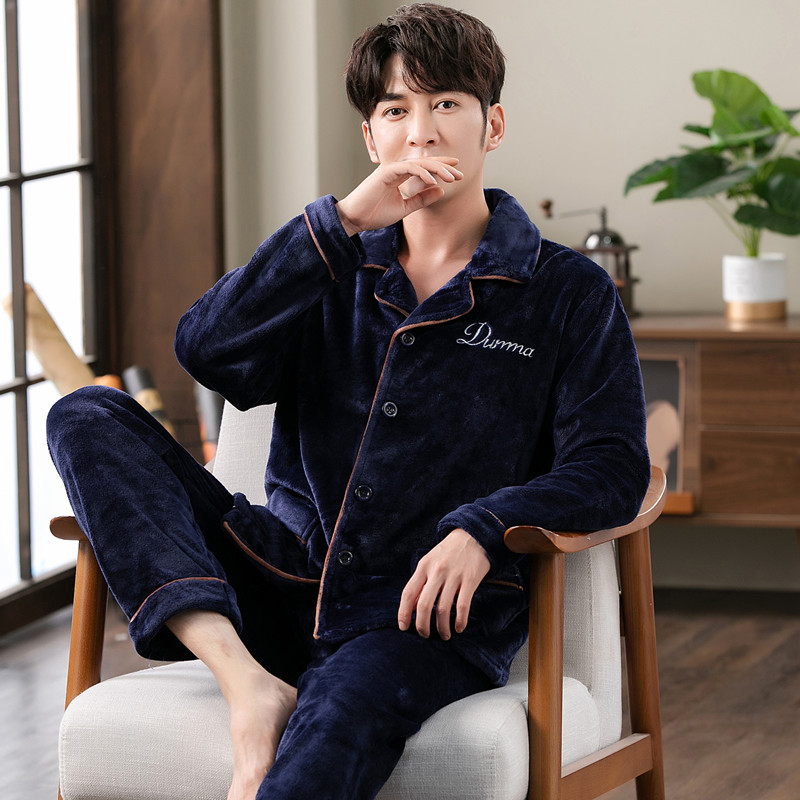 Otoño y invierno engrosado pijamas de terciopelo de coral para hombres invierno de franela para hombres primavera y otoño ropa para el hogar para hombres