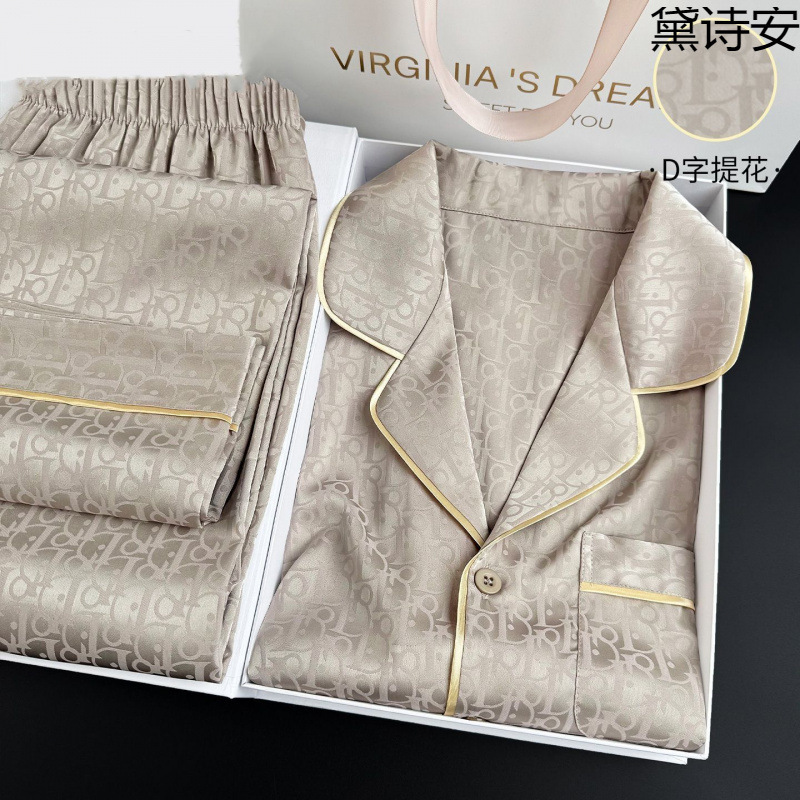 Daisian Men's Pajamas Spring and Autumn Thin Ice Silk Long-Sleeve Long Pants 2025 New Plus Size Loungewear Silk Men's Daisian Men's Pajamas Spring and Autumn Thin Ice Silk Long-Sleeve Long Pants 2025 New Plus Size Loungewear Silk Men's