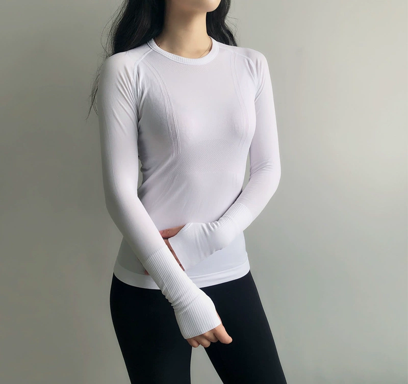 Лонгслив для спорта, круглый вырез, топ для зала и йоги, дышащий быстросых, в нескольких цветах, размеры S–XL