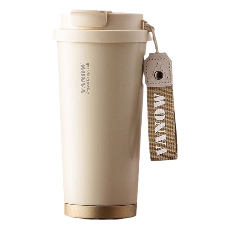 British vanow taza de café taza de vacío de alta apariencia de la muchacha revestimiento de cerámica de acero inoxidable portátil de paja taza de agua