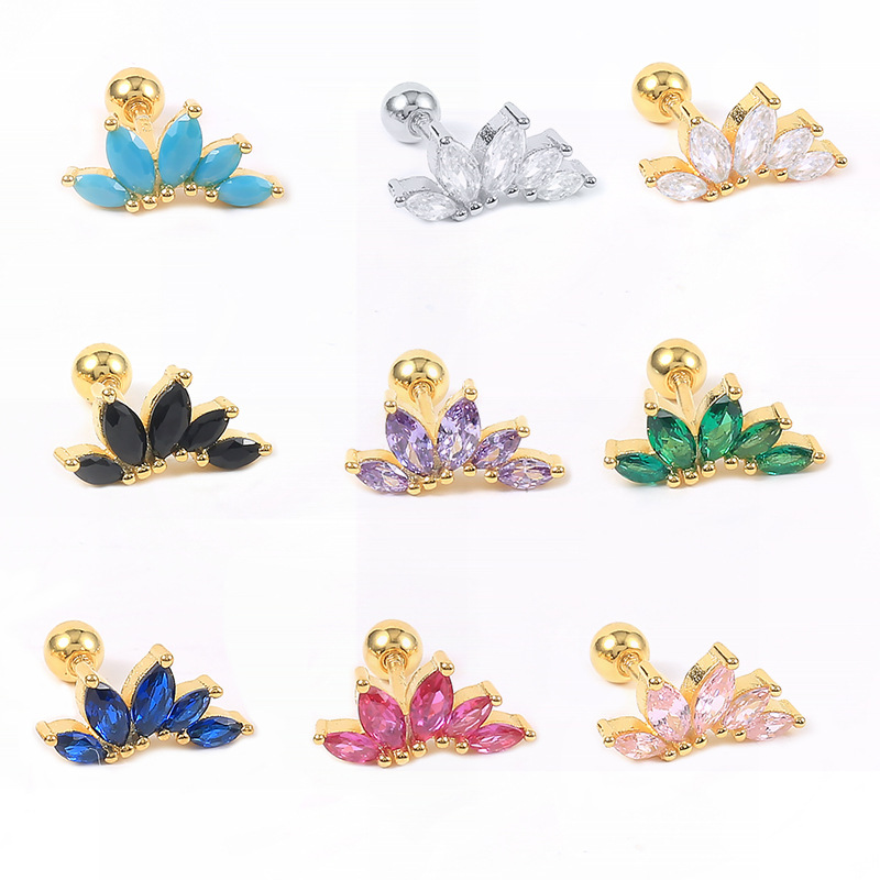 3g Weight Zircon Inlay Material Ear Studs Classification 1 Piece Quantity Daily Occasion 925 Sterling Silver Material Geometric Pattern Women'S Gender Plating Design Fashion Style 1 Piece Ear Cartilage Rings & Studs Fashion Geometric 925 Sterling Silver Plating Zircon 2