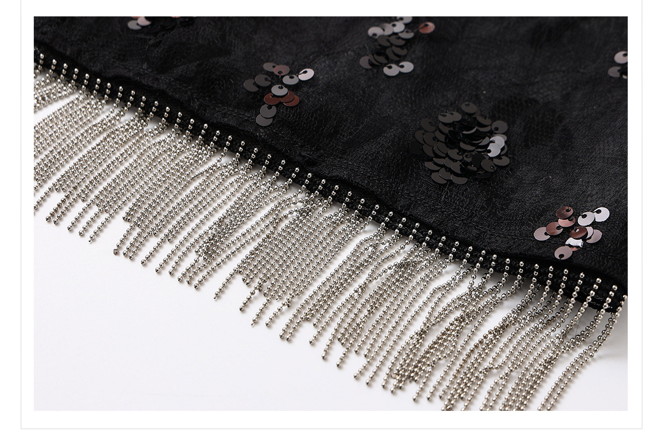 Áo vest không tay phong cách Trung Hoa thêu hoa văn tua rua cao cấp ZX N4027 — Màu đen cao cấp chi tiết 22