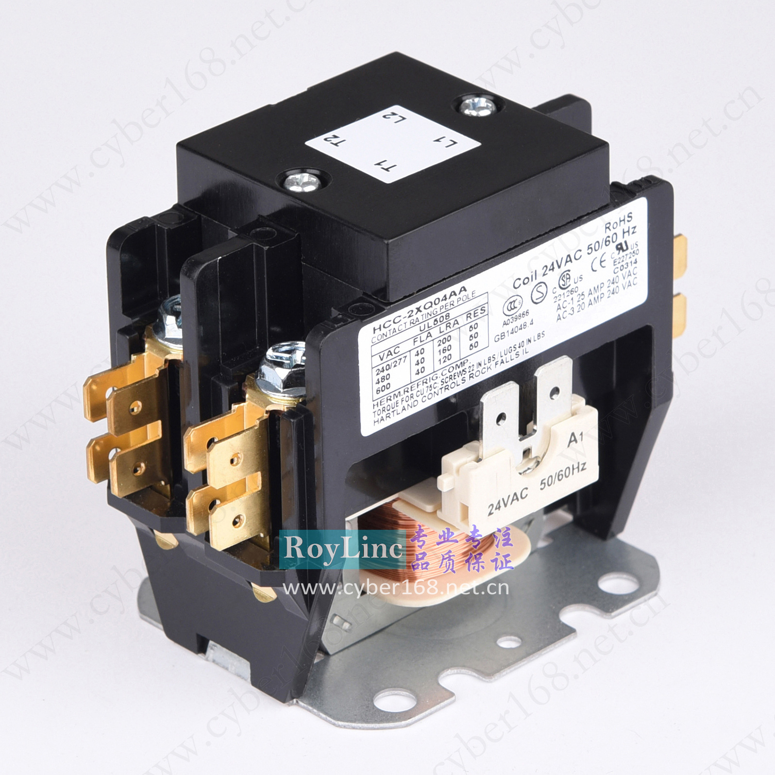 24V 40A HCC-2XQ04AA Hartland Controls UL风管机双极交流接触器