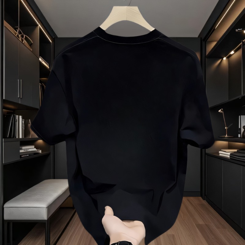 2025 新しい夏のメンズ半袖 Tシャツ純綿トレンディなブランド服メンズ半袖多用途ルーズ Tシャツトップ|undefined