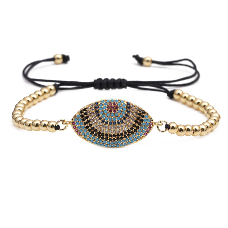 Fashion Devilu0027s Eye Zircon Geometric Adjustable Pull Box Chain Full Diamond Telescopic Copper Br