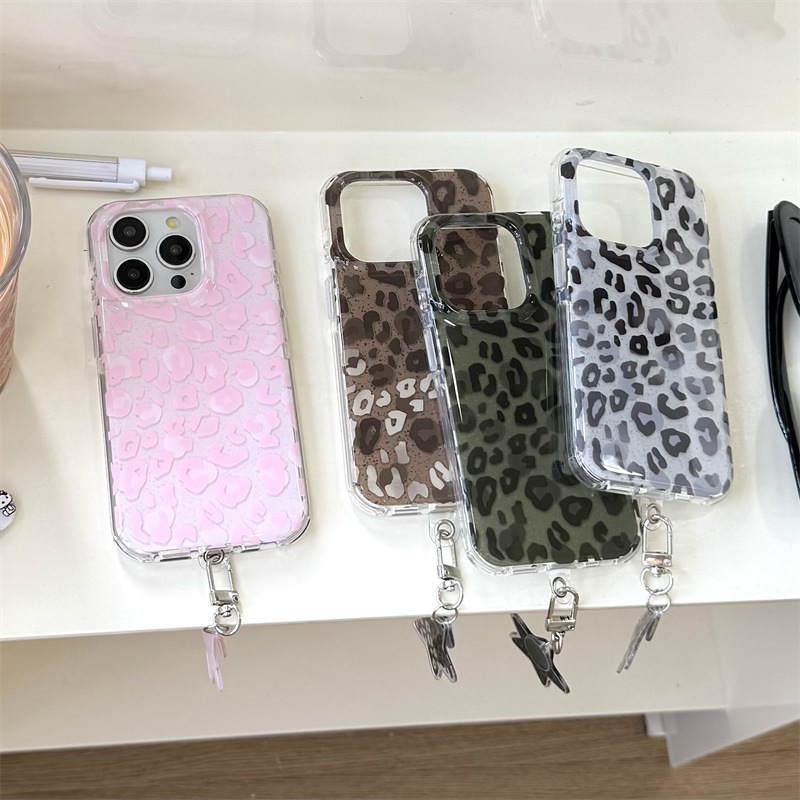 简约双层渐变豹纹iPhone14/13适用苹果16/15PROMAX手机壳防摔全包|undefined