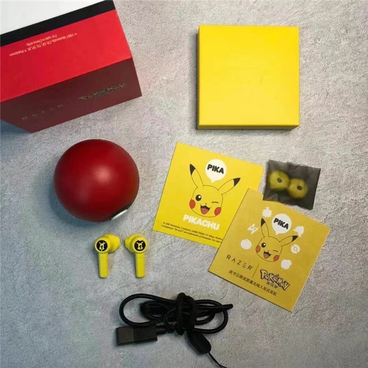 ポケモンピカチュウ真のワイヤレス Bluetooth ヘッドセットポケモンボール男の子と女の子のホリデーギフト漫画耳栓 TWS マイク|undefined