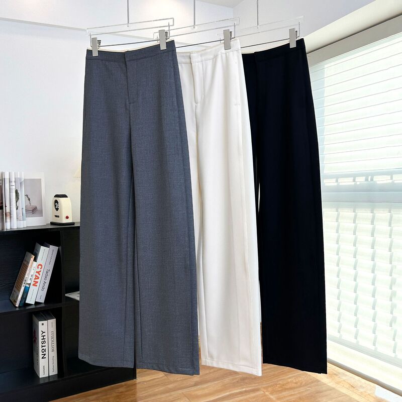 Old Money Style Tencel Acetate Narrow Straight Wide-Leg Women's Trousers 2026 Spring New High-Waisted Drapey Floor-Length Versatile Pants