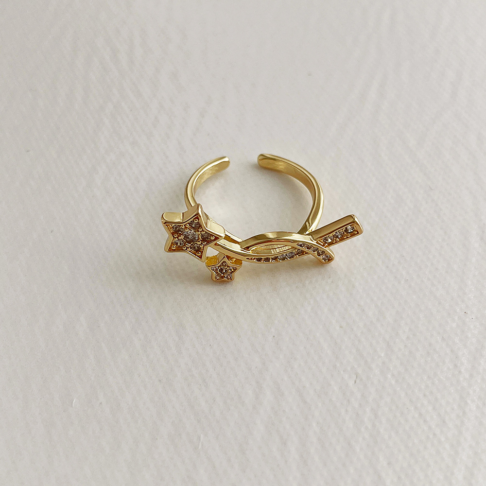 1 Piece Fashion Star Metal Plating Zircon Womenu0027S Open Ring