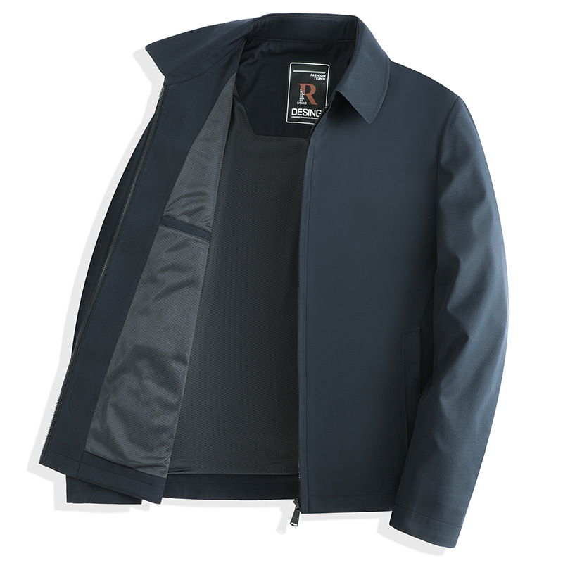 2026 Spring and Autumn Middle-Aged Men's Executive Business Jacket Fashionable Lapel Casual Top Coat Zipper Jacket Men's Trend