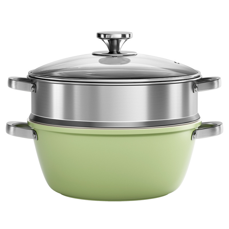 Nueva olla de sopa de cerámica verde de aguacate, olla de cocción de cerámica de doble cara para el hogar, estufa universal, olla de sopa multifuncional al por mayor