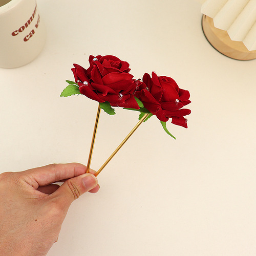 Red Rose New Chinese Hairpin Bridal Hairpin  New Hairpin Hanfu Hairpin Ancient Style Hair Accessories for Women