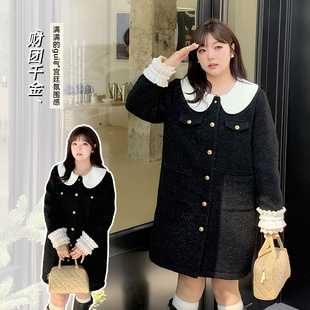 Rich Daughter-In-Law Contrasting Color Doll Collar Winter New Plus Size Women's Small Fragrant Warm Jacket 451095