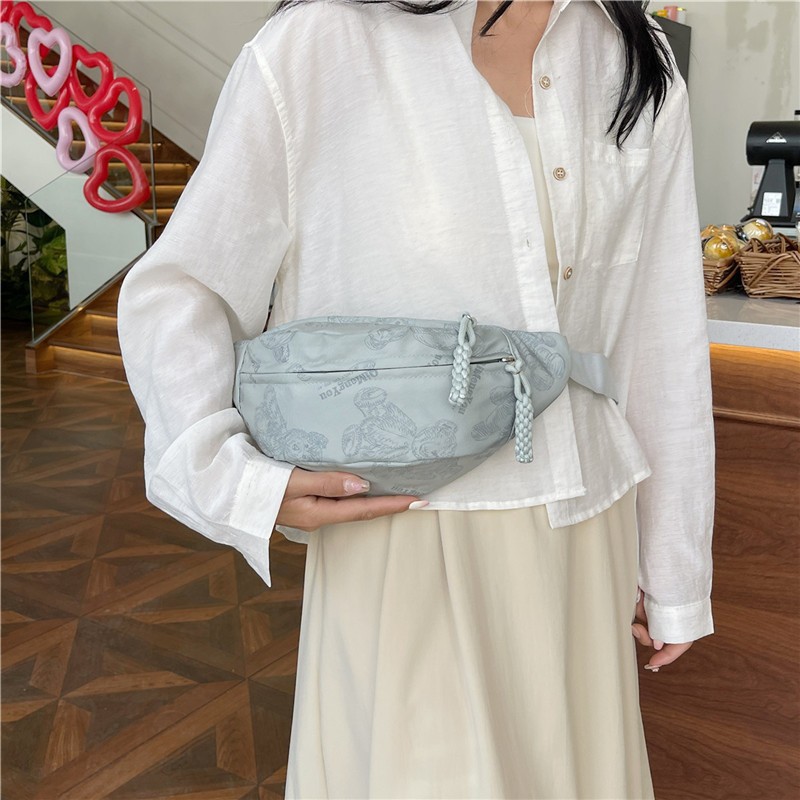 2024 nuevo estilo de lona casual de hombro de moda bolso de cintura de impresión simple bolso de pecho deportivo