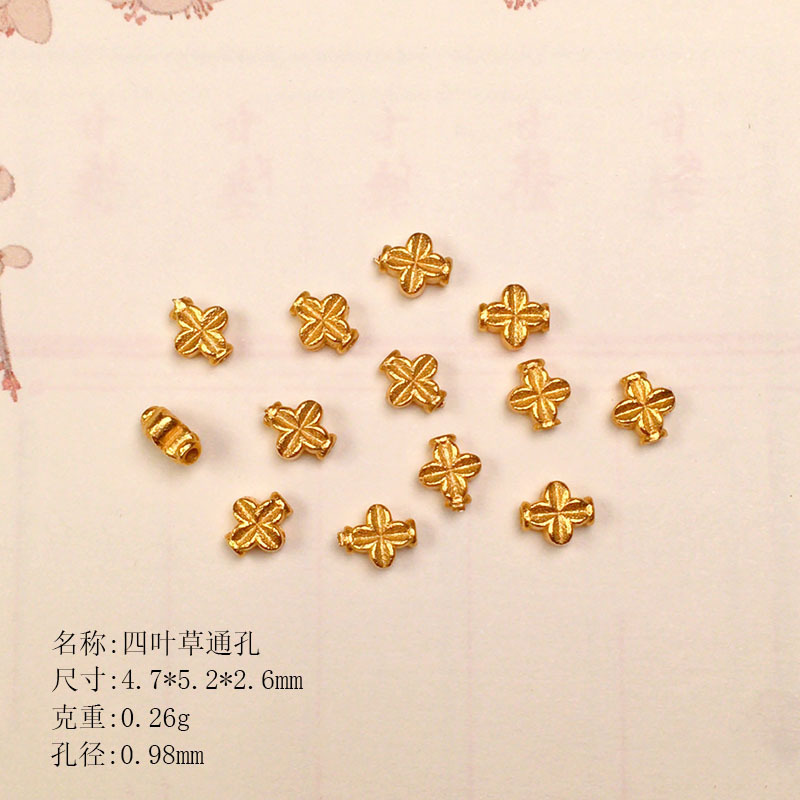S925 Silver Plated Mini Four-Sided Flower Lantern Bead Spacer Bracelet DIY Accessories Semi-Finished Accessories