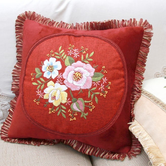 Jinhao bordado fábrica al por mayor hecho a mano bordado Cruz puntada DIY cinta bordado cojín almohada Guangzhou 04