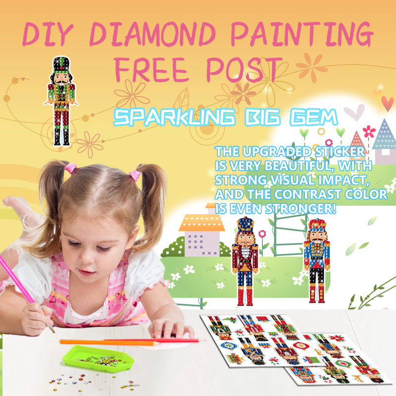 Venta caliente Cascanueces diamante pintura gratis pegatinas DIY pegatinas de pared de ladrillo pegatinas de niños pegatinas hechas a mano decorativo redondo diamante