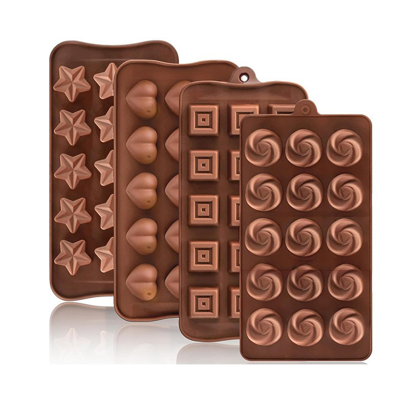 Molde de silicona de grado alimenticio para chocolate, bandeja de hielo con forma de corazón para dulces, molde para hornear pasteles, pudín y fondant