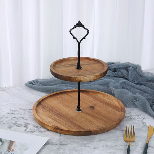 Wedding dessert table decorations multi-layer display stand cake stand three-layer cake tray birthday party pastry wooden tray