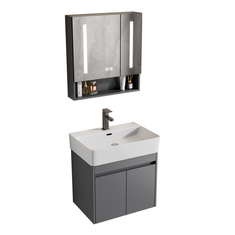 Gabinete de baño de aluminio espacial combinación de cerámica de tipo pequeño lavabo de mano de comercio exterior pequeño hotel lavabo
