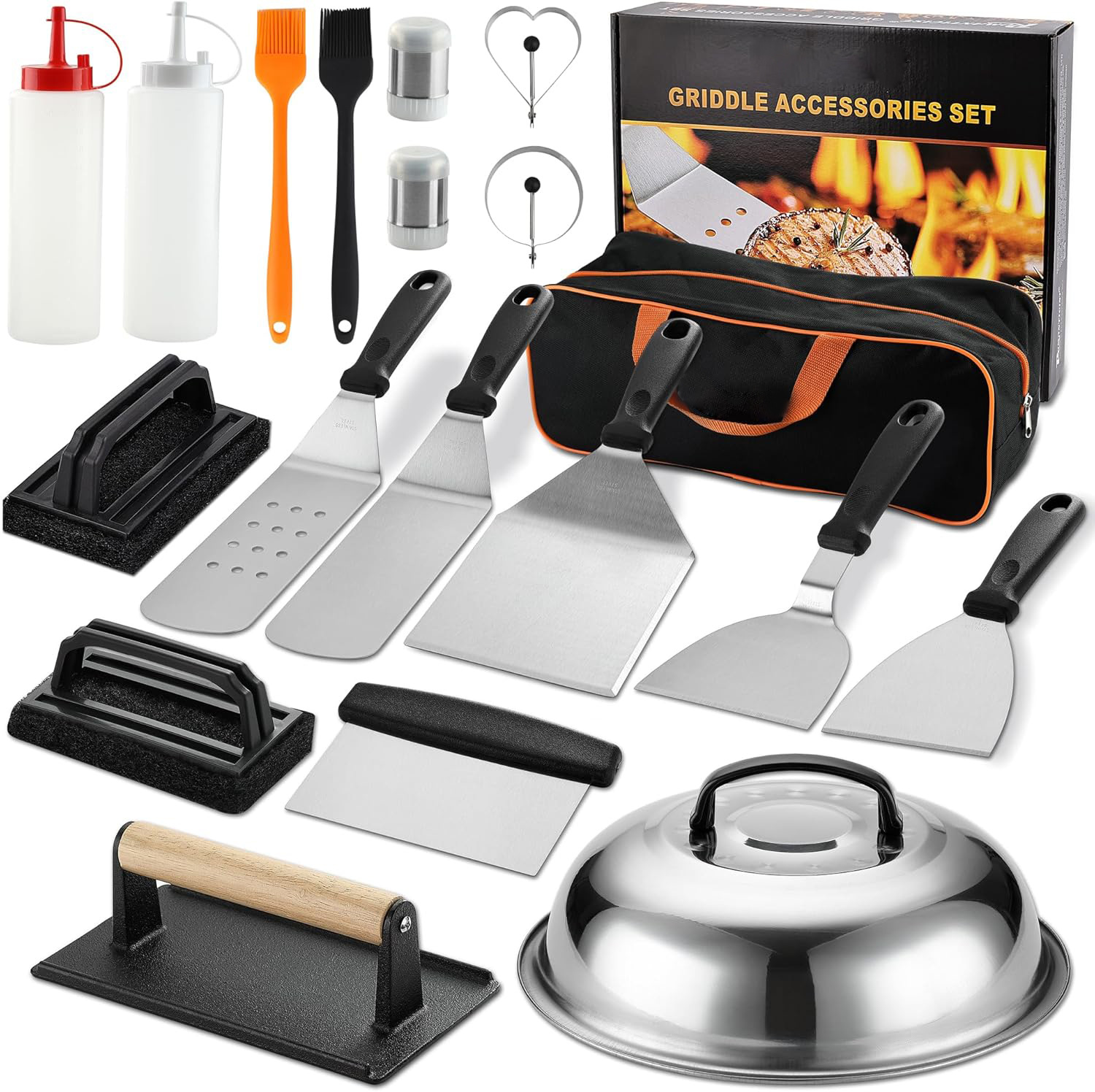 Spot Amazon venta transfronteriza de acero inoxidable conjunto de herramientas de parrilla BBQ tepanyaki hamburguesas cocina cocina cocina cocina