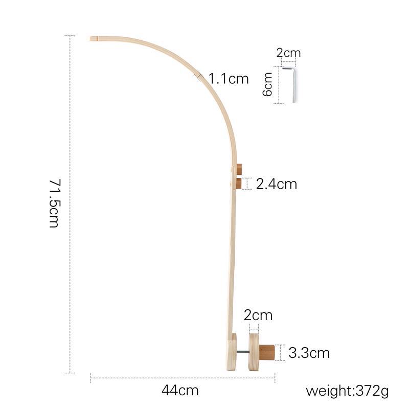 Campana de cama recién nacida colgando soporte de altura ajustable bebé sonajero giratorio de madera soporte curvo campana de cama de pájaro volador