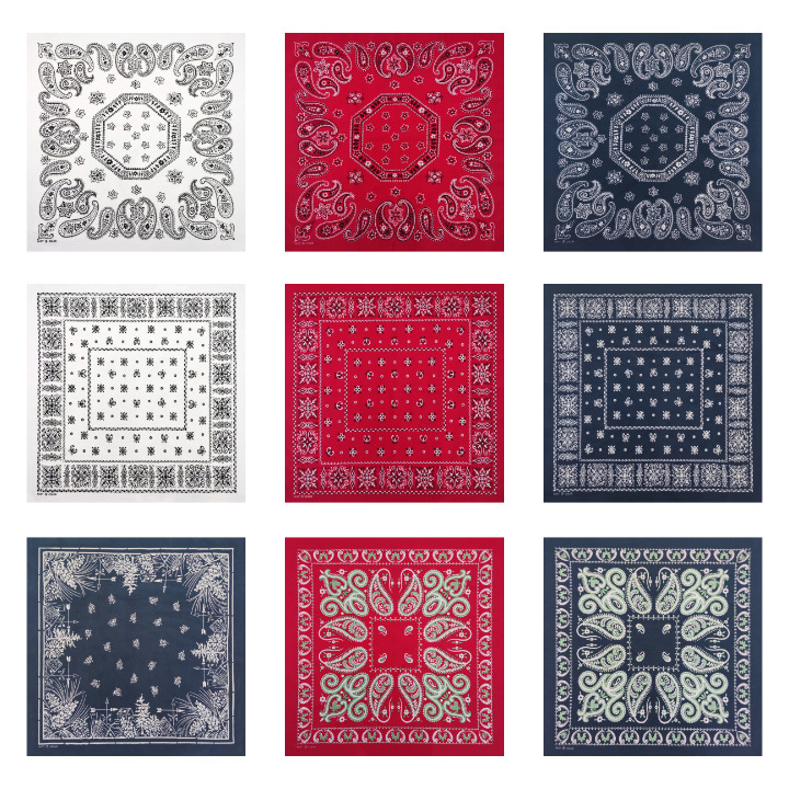 Factory Direct Sales of New Pure Cotton Retro Printed Square Scarves, Casual Hip-Hop Street Dance Outdoor Cycling Decorative Headscarves and Face Scarves