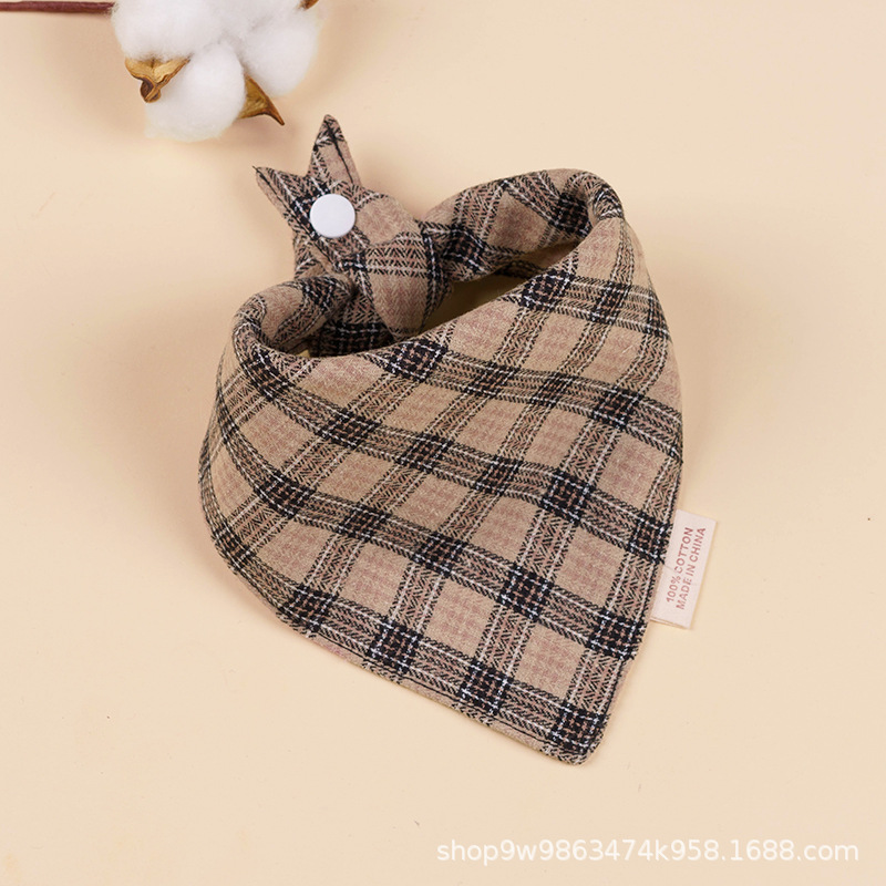 Bebé de algodón bebé babero triángulo BiB Snap de doble capa babero recién nacido niños bufanda a cuadros cuatro estaciones