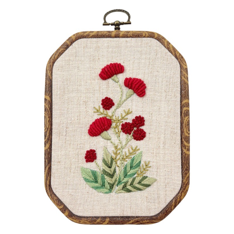 Flor y hierba bordado DIY paquete material hecho a mano decorativo colgante pintura Lu bordado punto de cruz tela Europea lirio colgando pintura