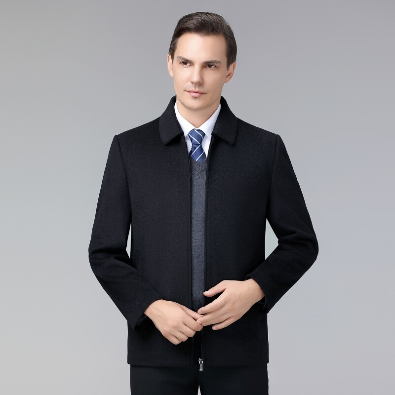 Woolen Coat, New Autumn and Winter Men's Clothing, Middle-Aged and Elderly Business Dad's Clothing, Classy Cashmere Jacket
