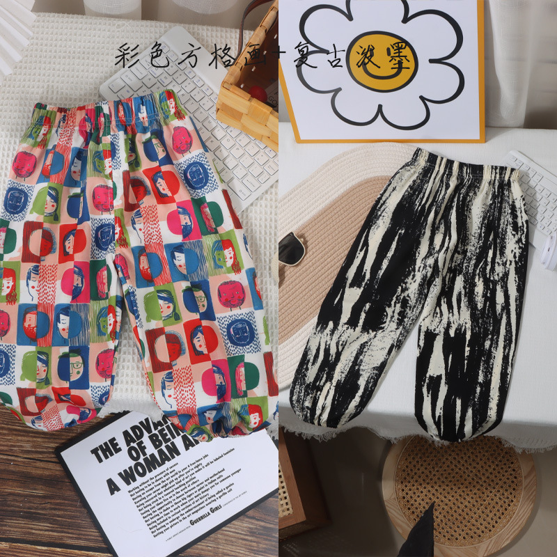 Pantalones infantiles de verano para niños, pantalones de nueve puntos para mujeres, pantalones anti-mosquitos coreanos, pantalones de lámpara, dos paquetes image 7